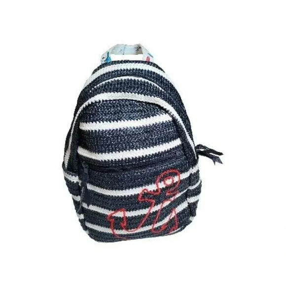 Vera Bradley Straw Mini Backpack Anchors Aweigh Nautical Beach Bag - Picture 1 of 11